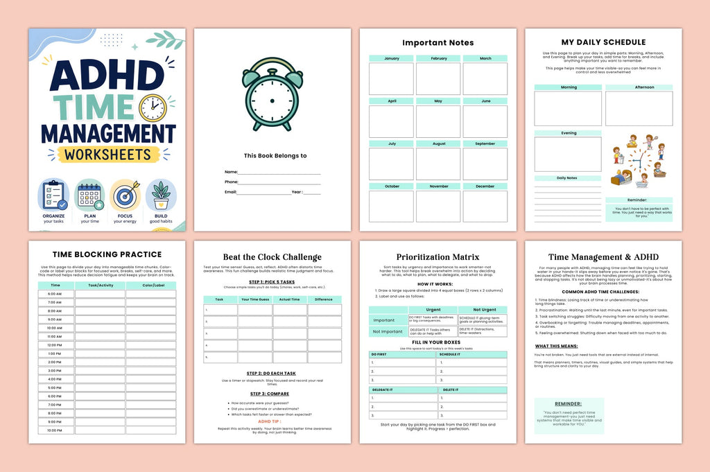Adhd Time Management Worksheets Workbook