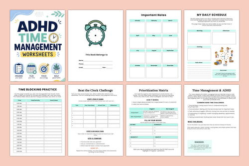 Adhd Time Management Worksheets Workbook