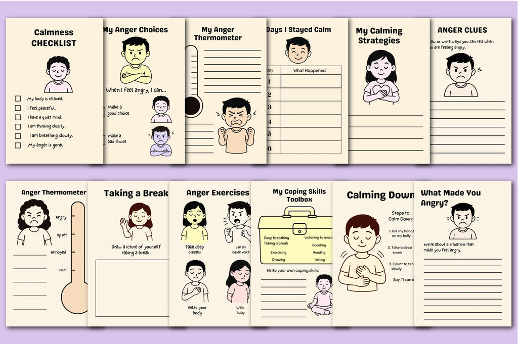 Anger Management Worksheets for Kids Planner