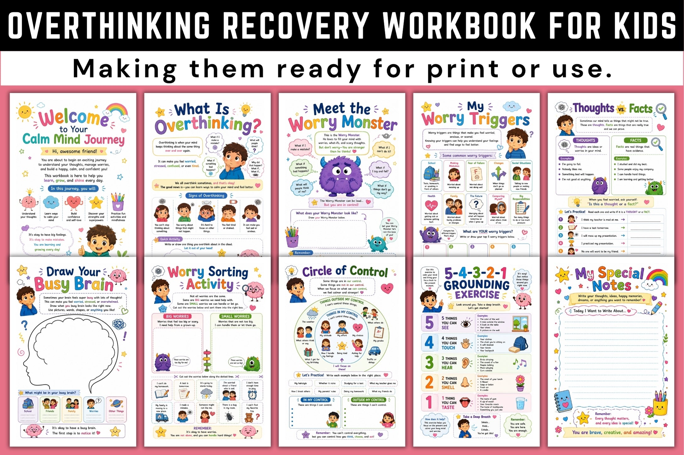 Overthinking Recovery For Kids Workbook
