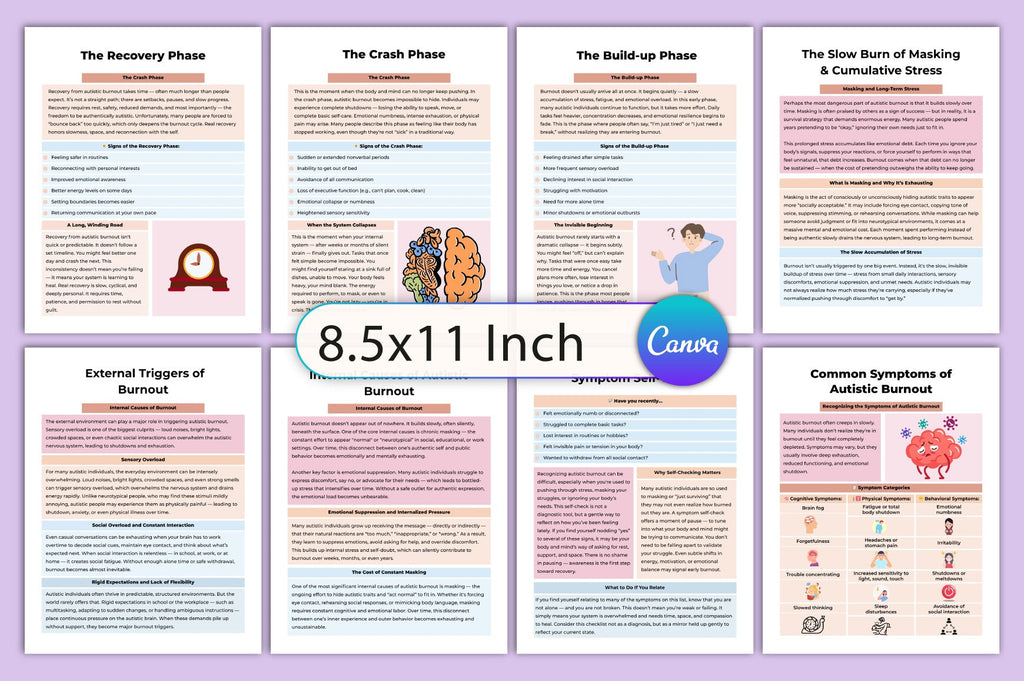 Autistic Burnout Recovery Workbook featuring burnout recovery activities