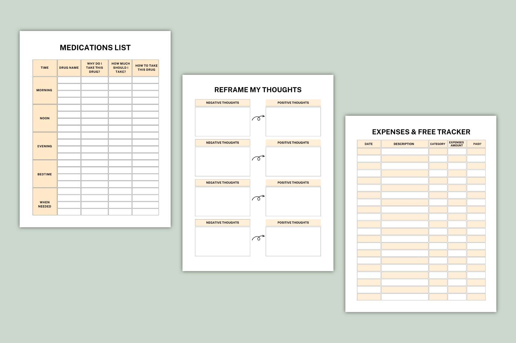ADHD Neuro Dump Clarity Workbook featuring thought organization and focus pages