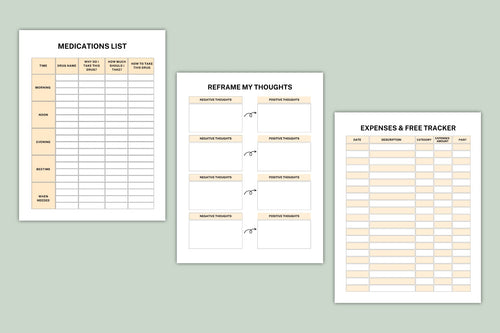 ADHD Neuro Dump Clarity Workbook featuring thought organization and focus pages