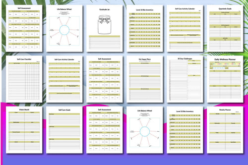 ADHD Self-Care Planner featuring wellness and reflection worksheets