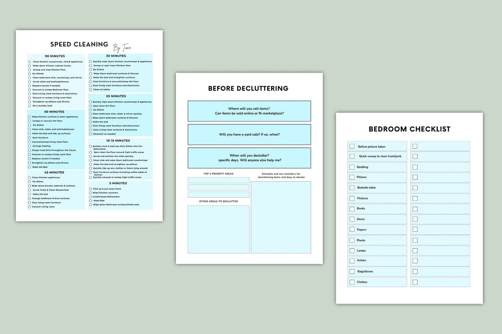 Clear Home ADHD Planner featuring home cleaning routine worksheets