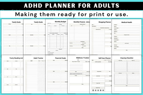 ADHD Printable Planner weekly planner and goal tracking pages
