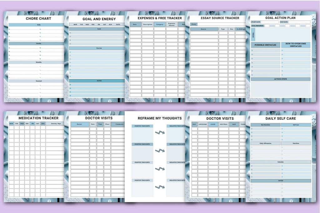 ADHD Brain Dump Toolkit Planner Worksheets