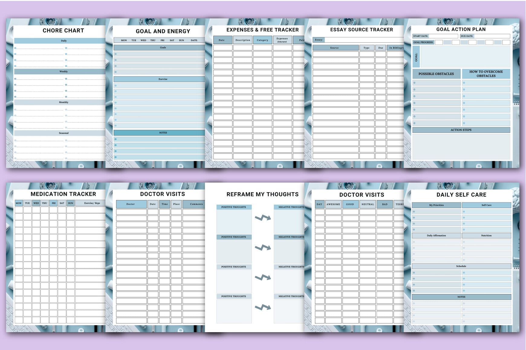 ADHD Brain Dump Toolkit Planner Worksheets