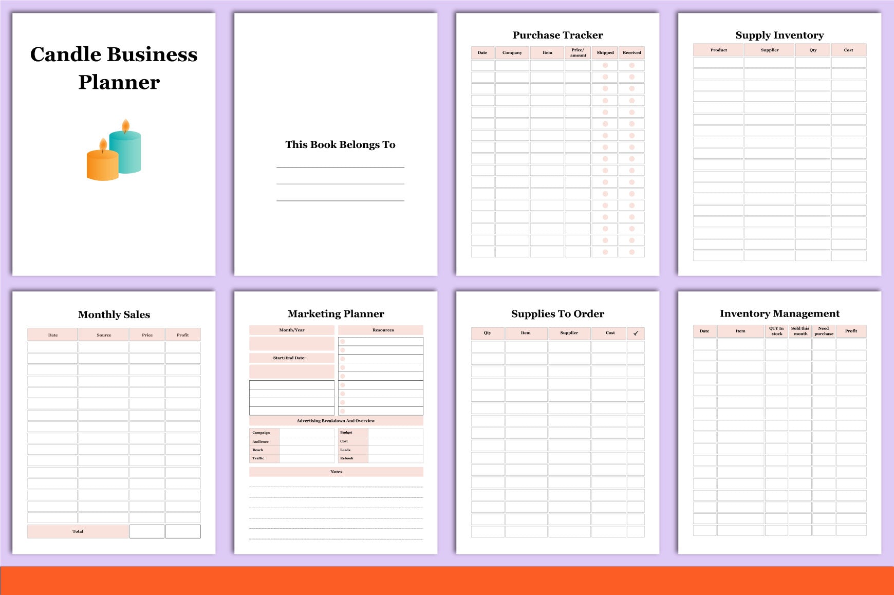 Candle Business Planner Template