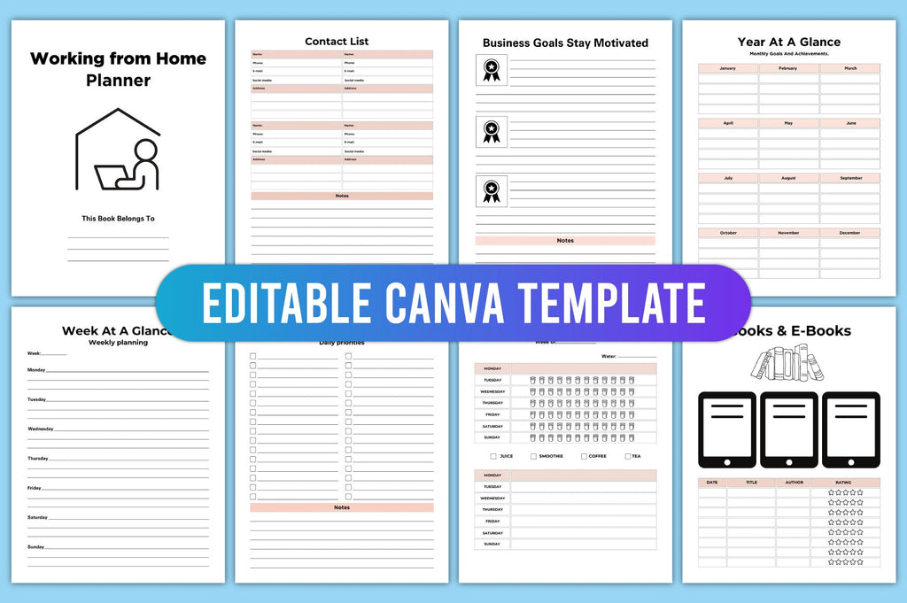 Editable Working From Home Planner