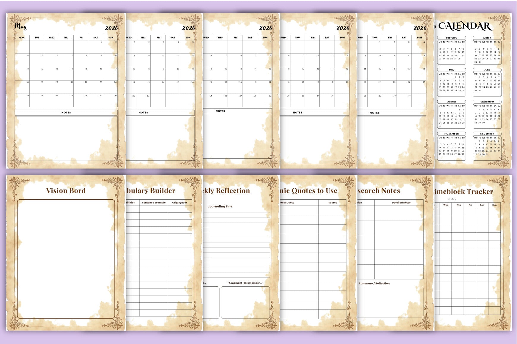 Dark Academia Study Planner