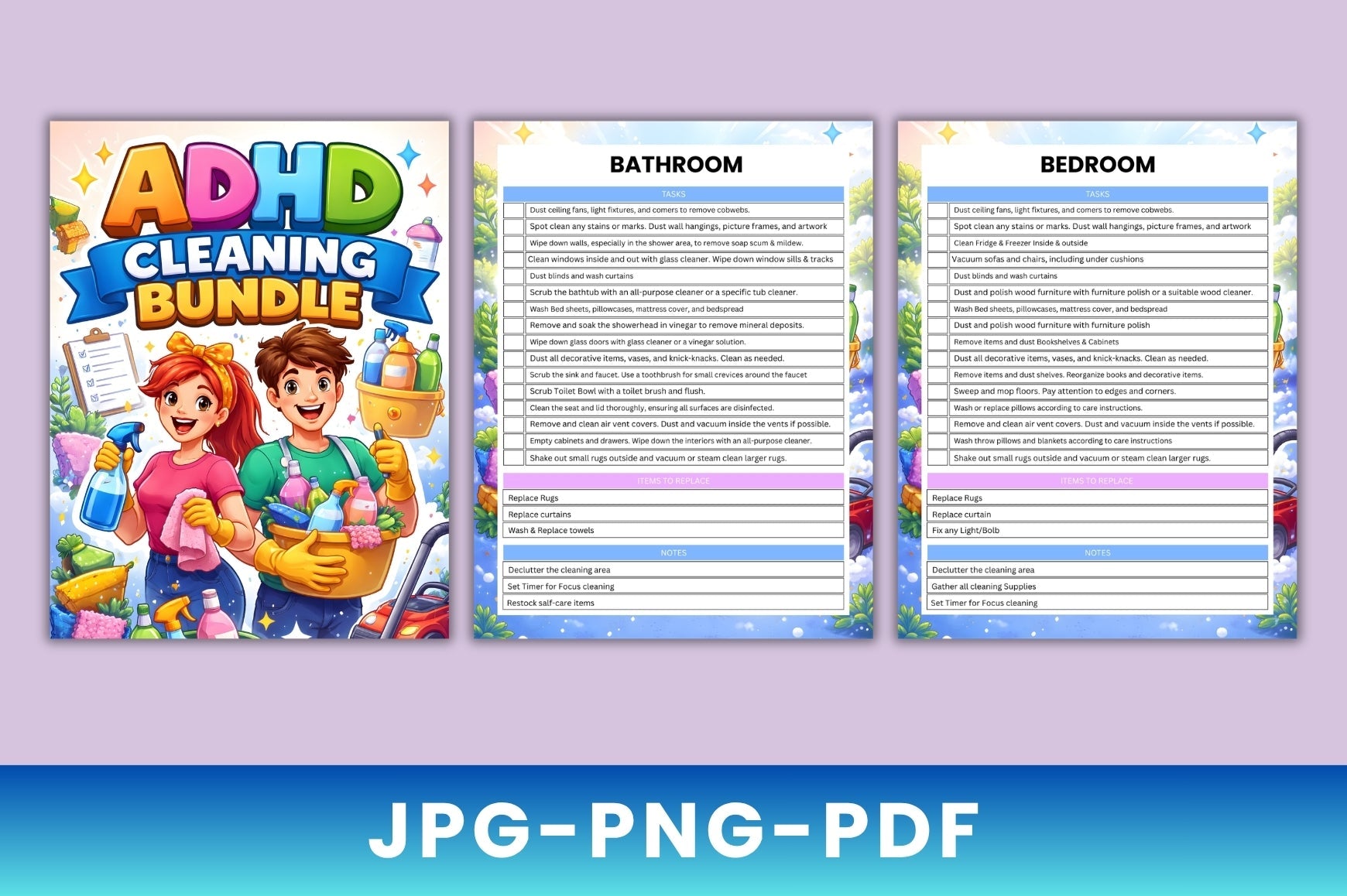 ADHD Planner Bundle featuring daily planner and productivity worksheets