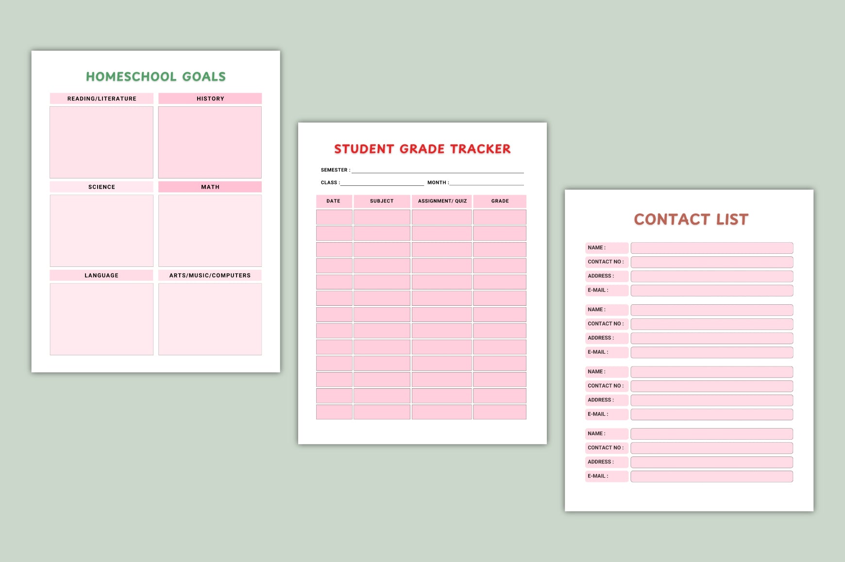 Kids Education Year Planner