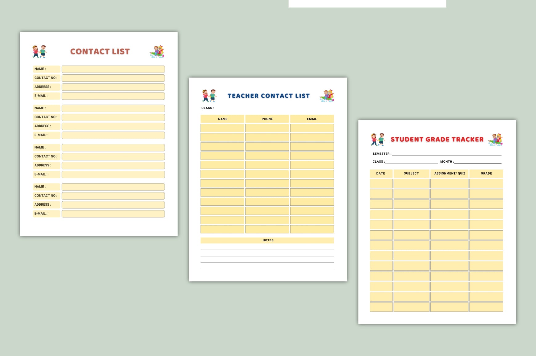 Kids Study School Planner