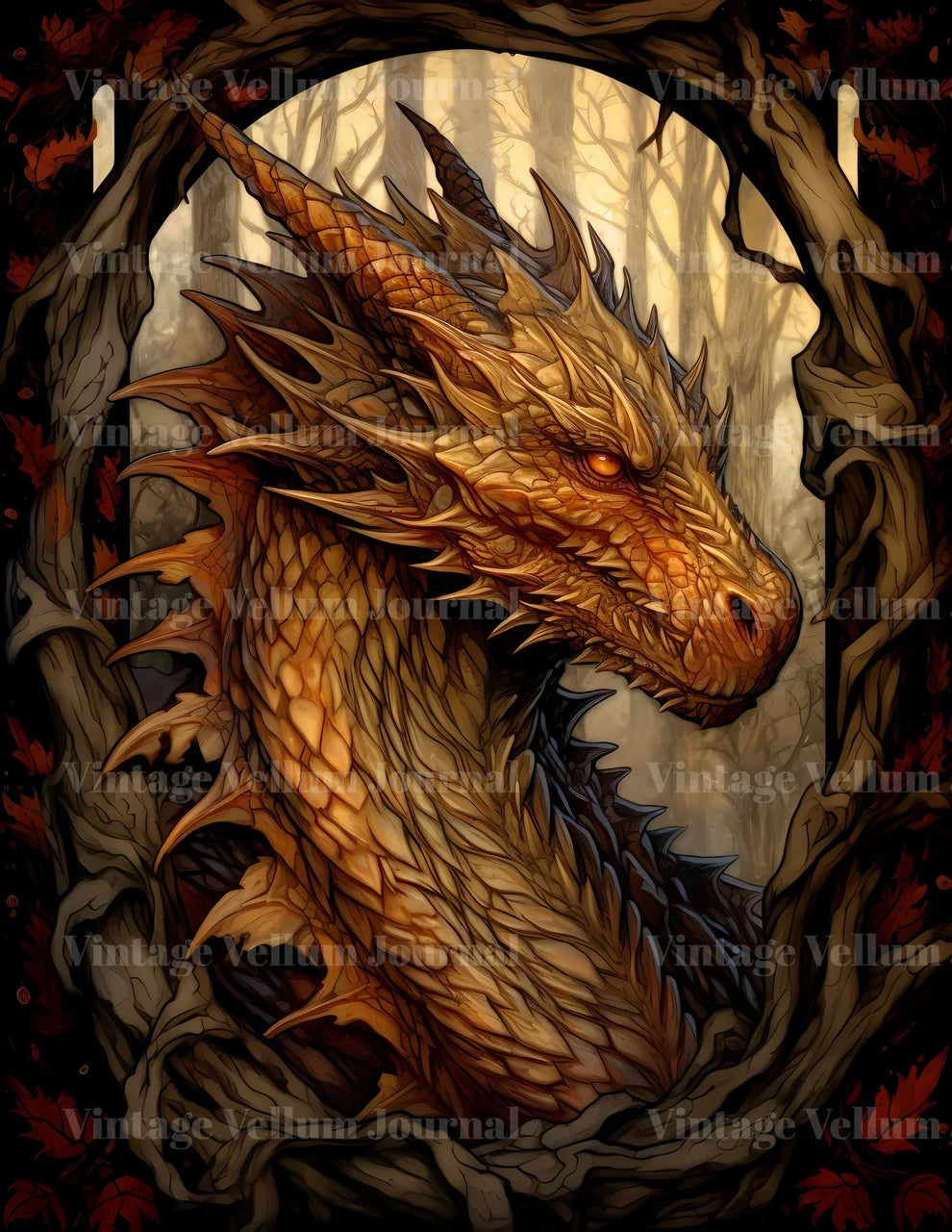 Fire Dragon Junk Journal Pages