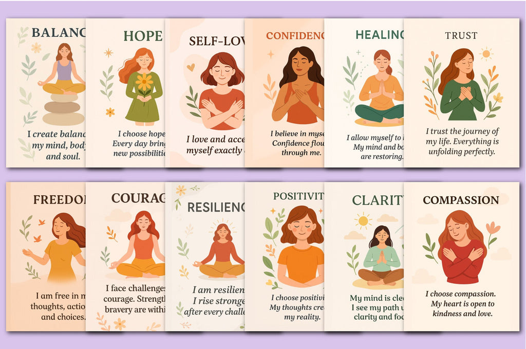 Stress Affirmation Cards for Relaxation and Mindfulness