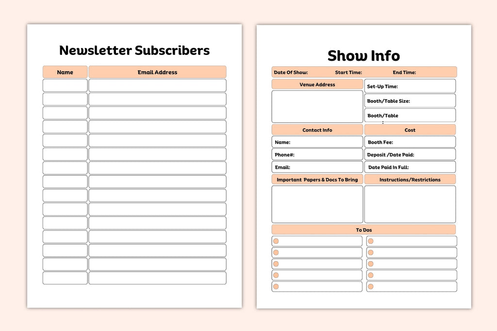 Craft Fair Vendor Planner