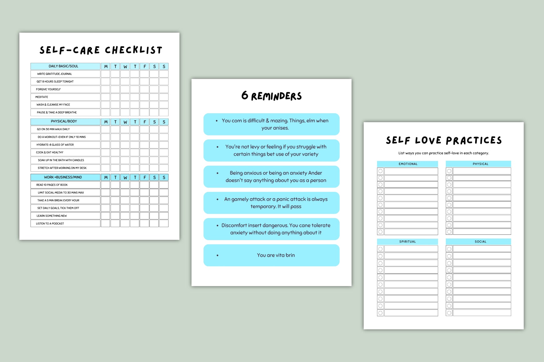 Calm Mind Self Care Journal