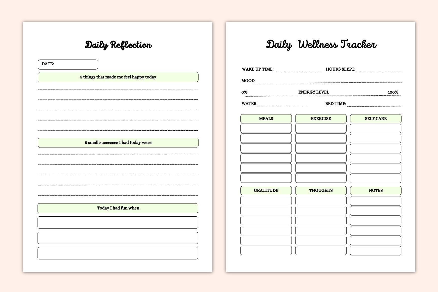 Healthy Lifestyle Fitness Plan Planner
