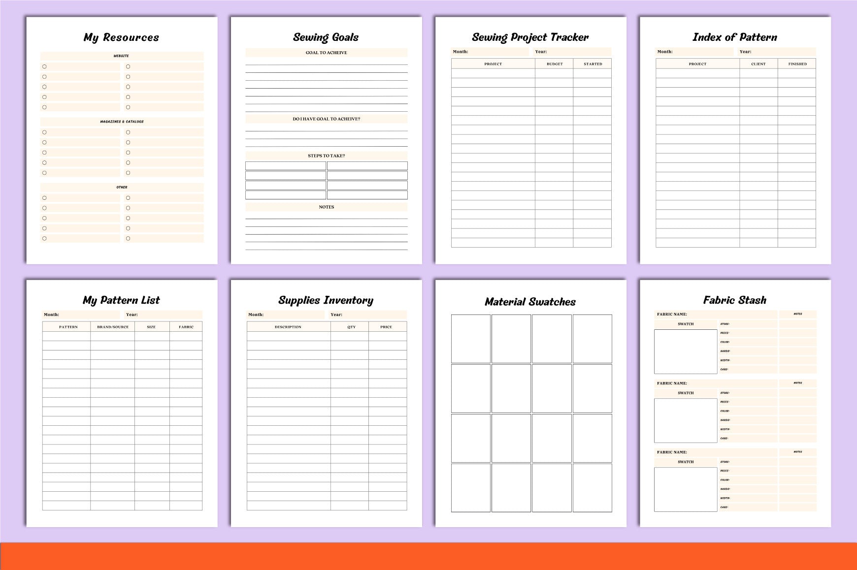 Sewing Projects Planner