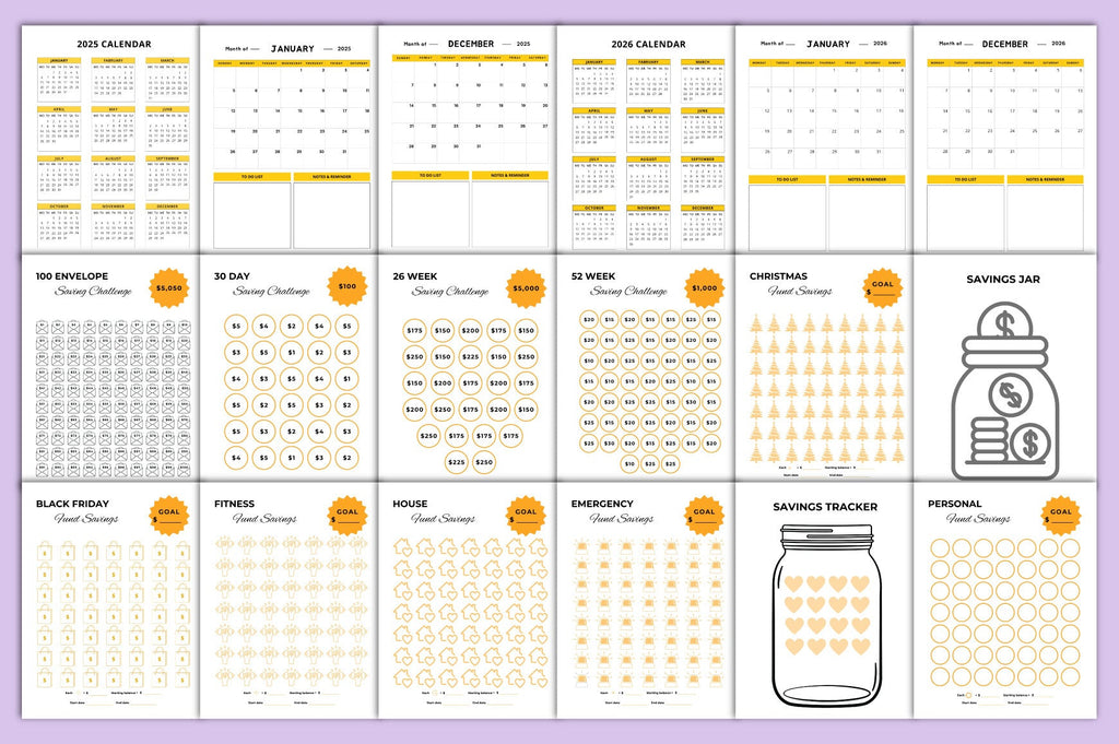Money Saving Challenge Planner Editable Template