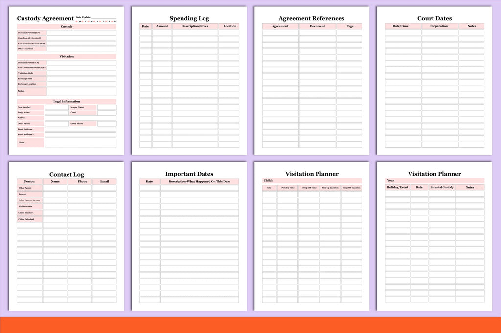 Child Custody Planner Binder