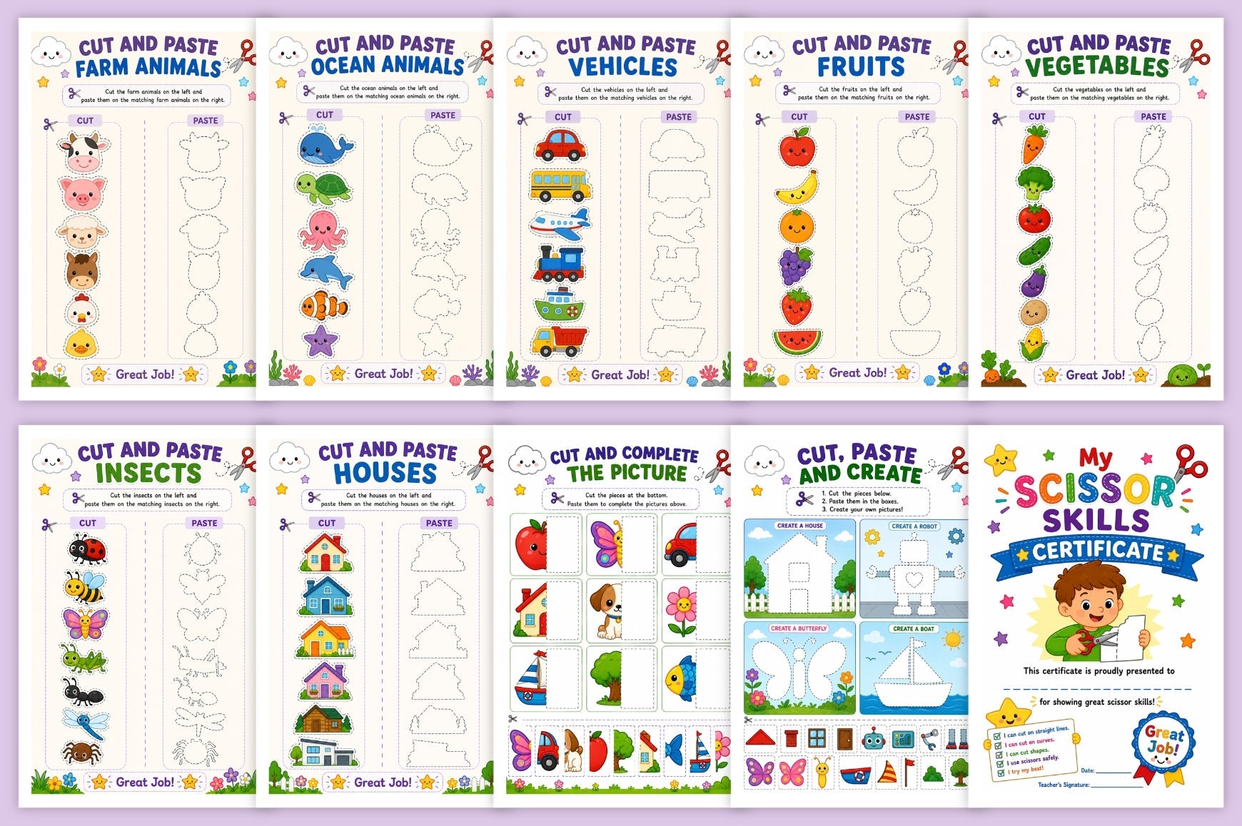 Scissor Skills For Kids Workbook