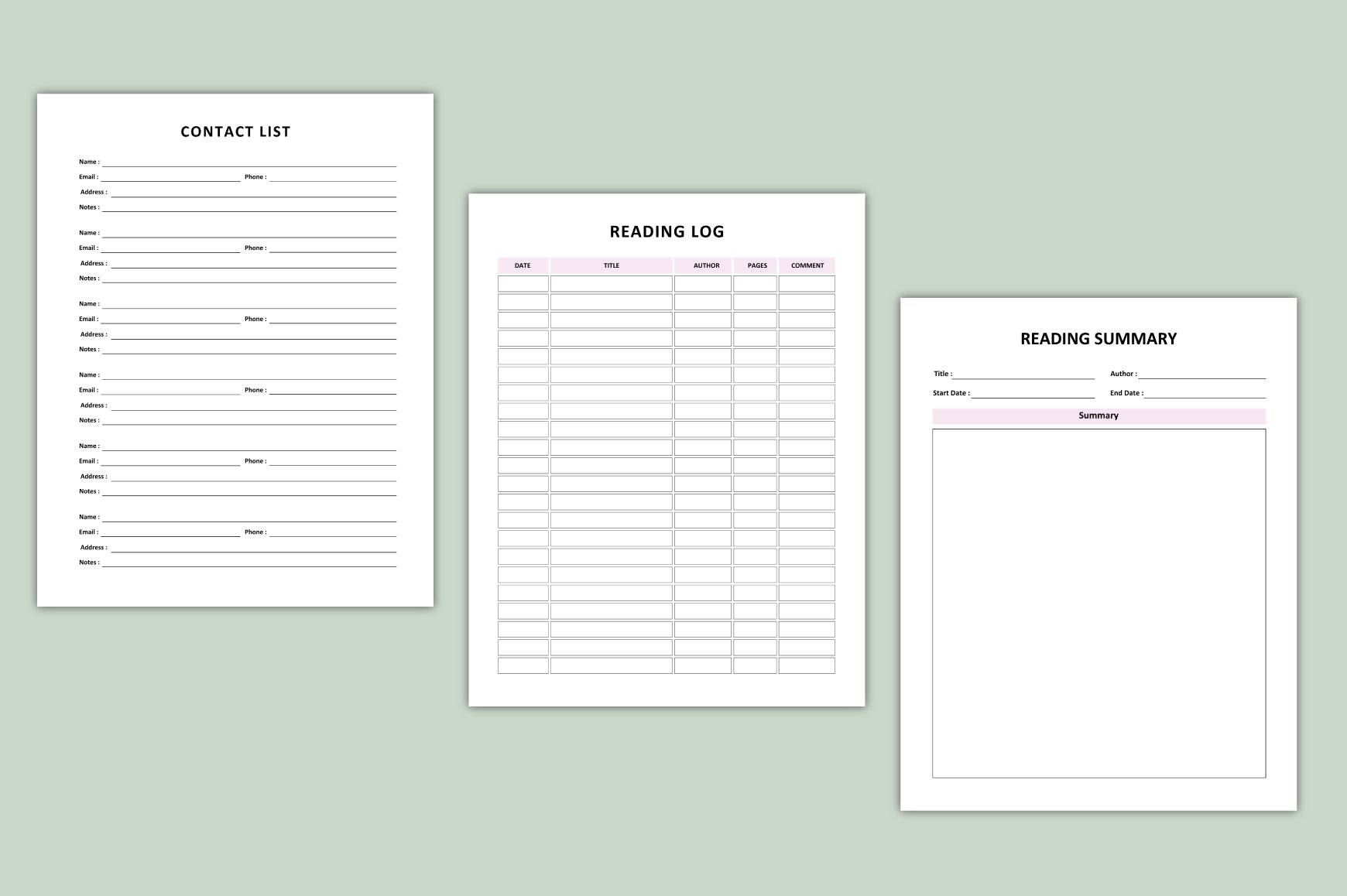 Reading Goals Planning Journal