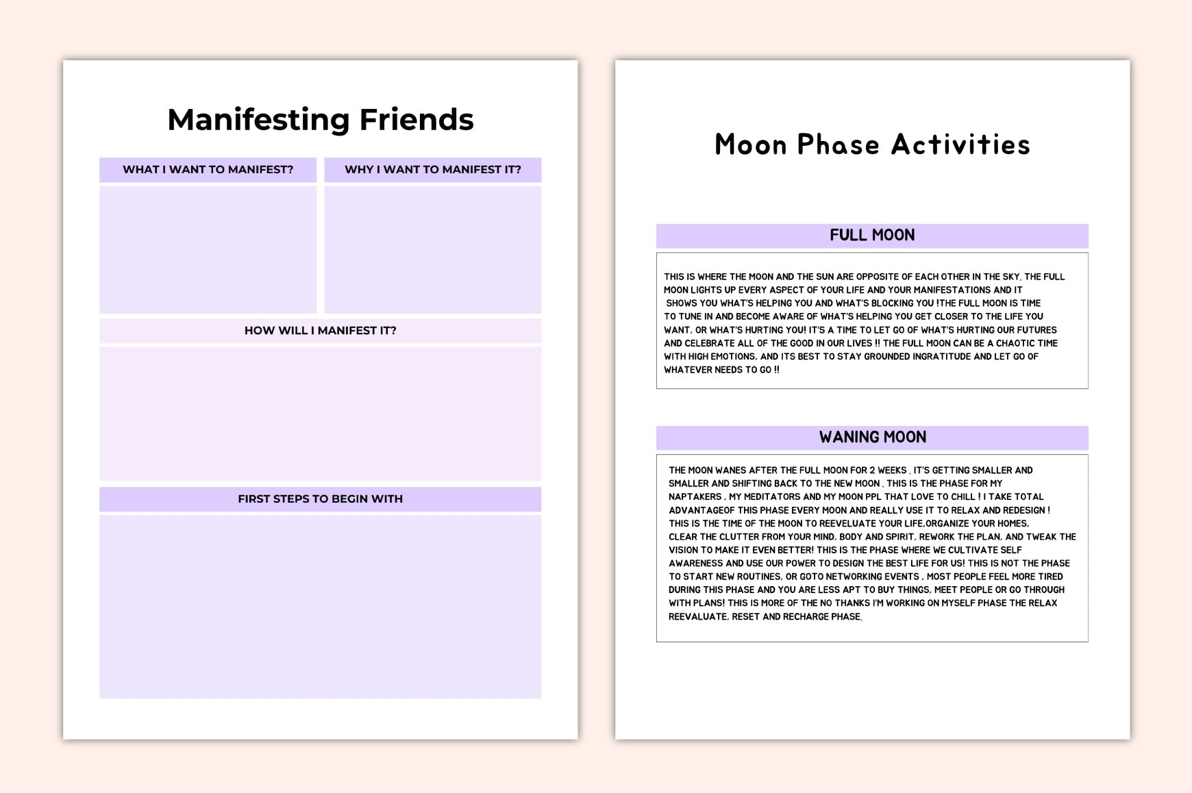 Moon Phases Manifestation Planner