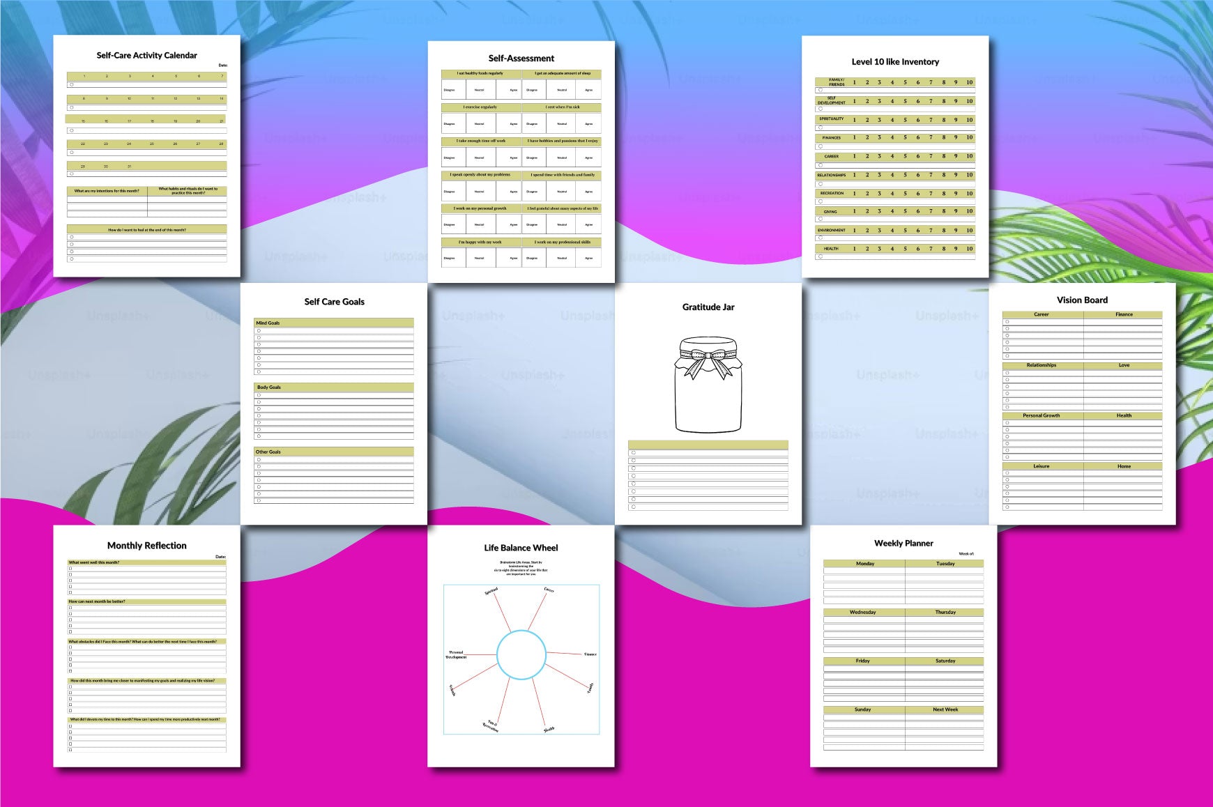 ADHD Self-Care Planner with printable self-care and mindfulness pages