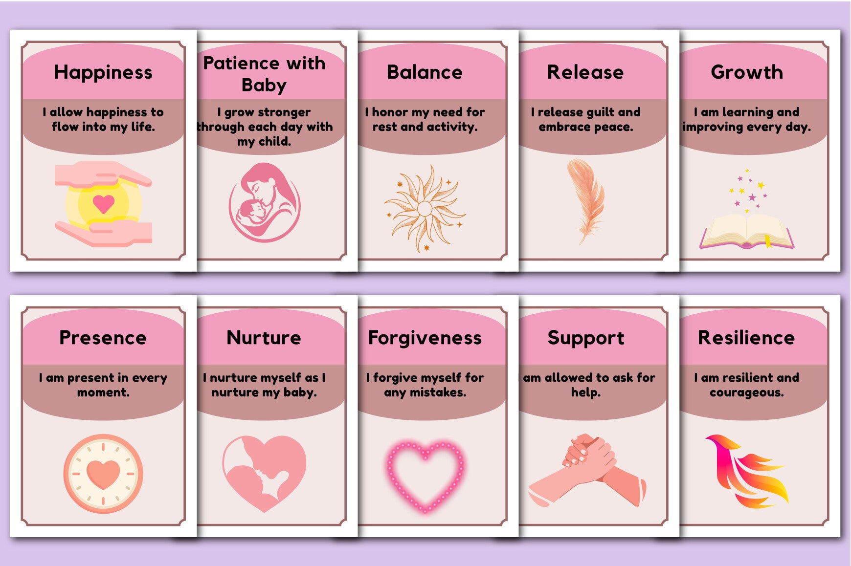 Postpartum Affirmation Cards for New Moms