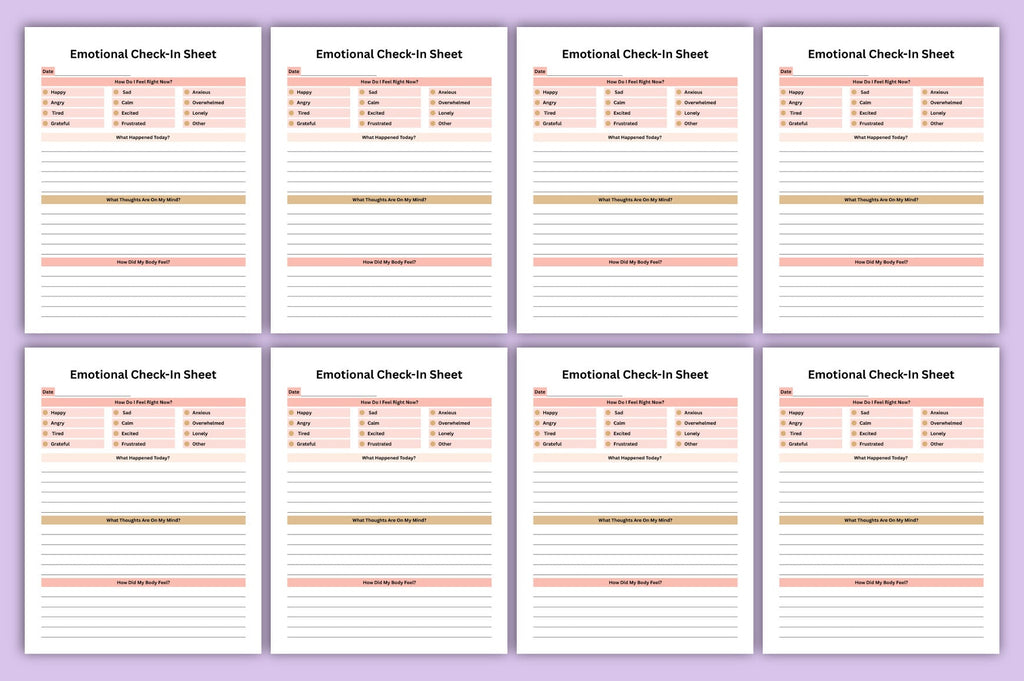 Daily Emotional Check-In Sheet Planner