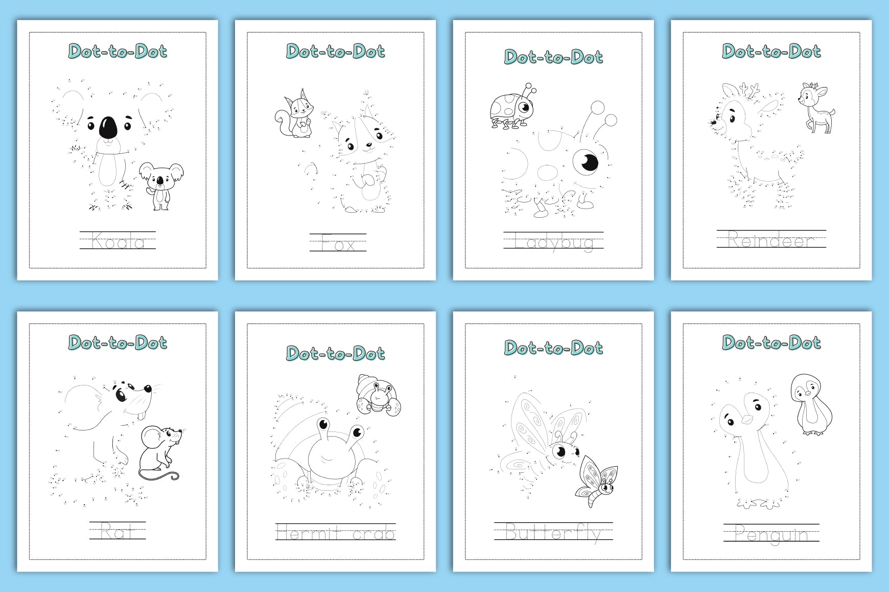 Dot-to-Dot Animal Worksheets for Kids Book