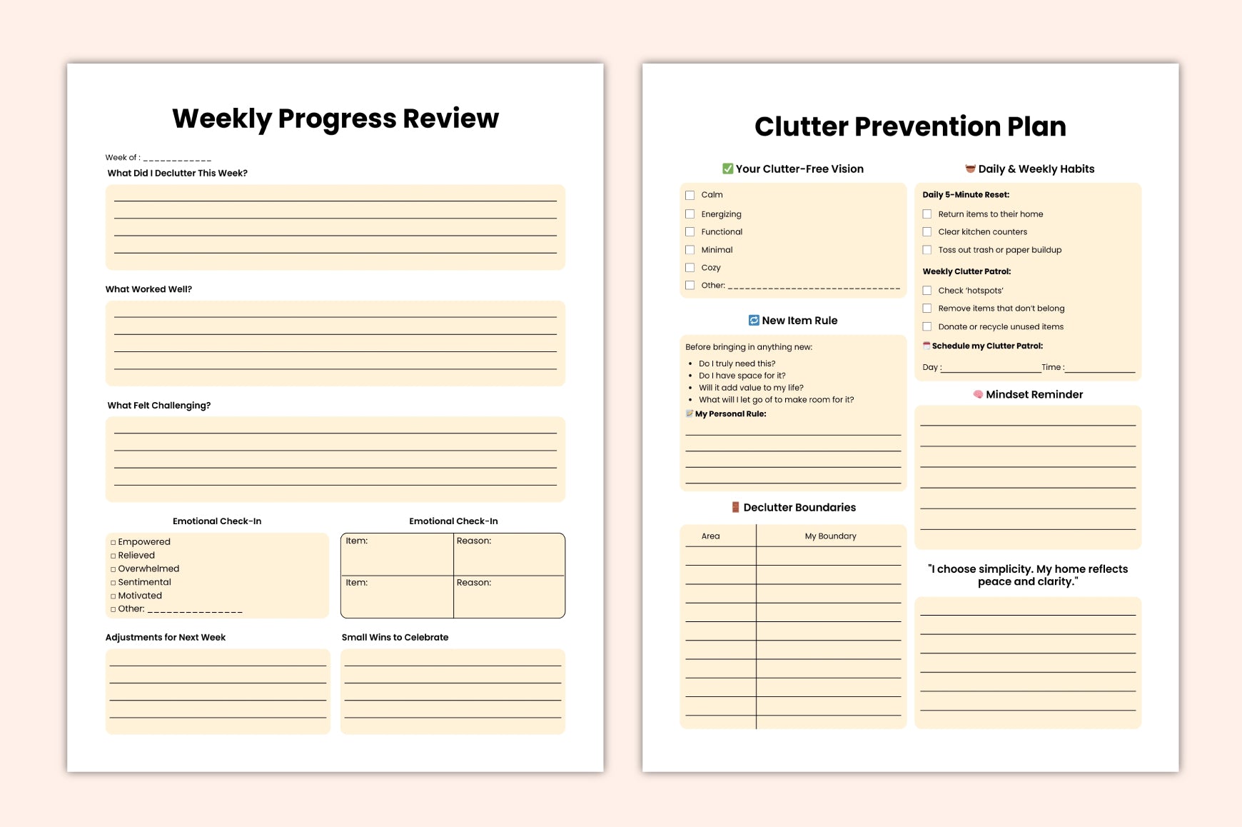 Declutter Simplify Workbook