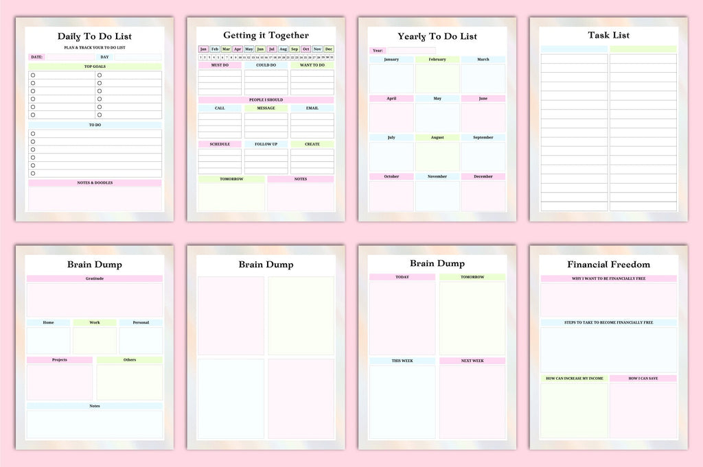 Brain Dump Worksheets Planner