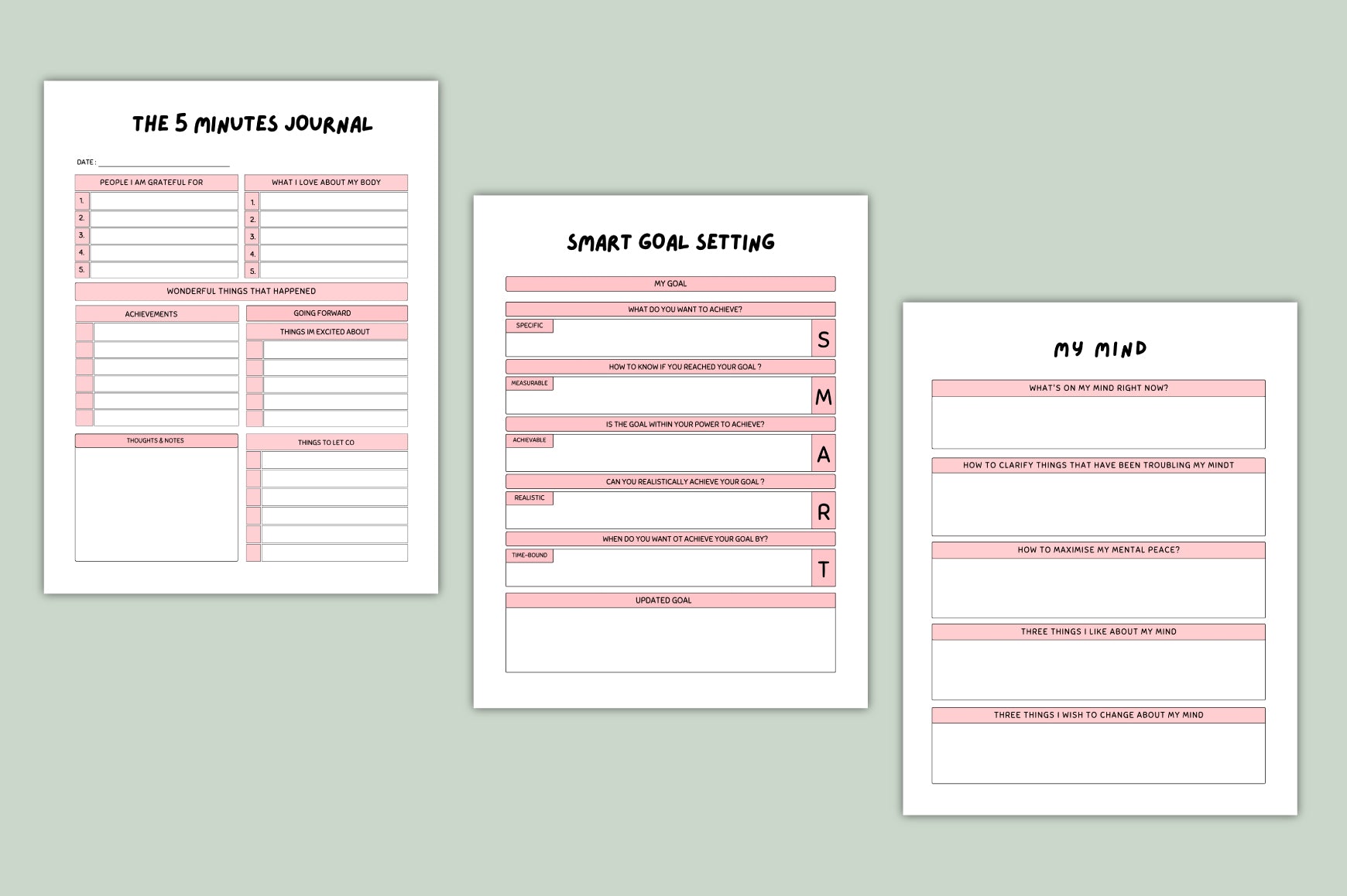 Mind Balance ADHD Anxiety Journal with printable anxiety management pages