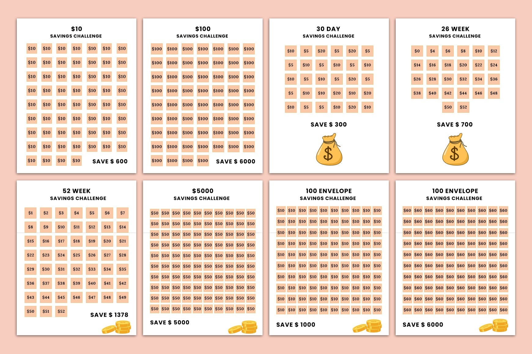 Money Saving Challenges Planner