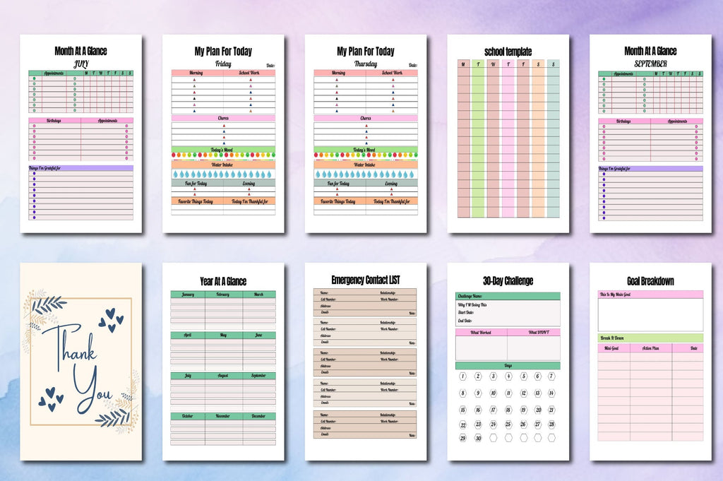 ADHD Kids Planner with printable learning and organization pages