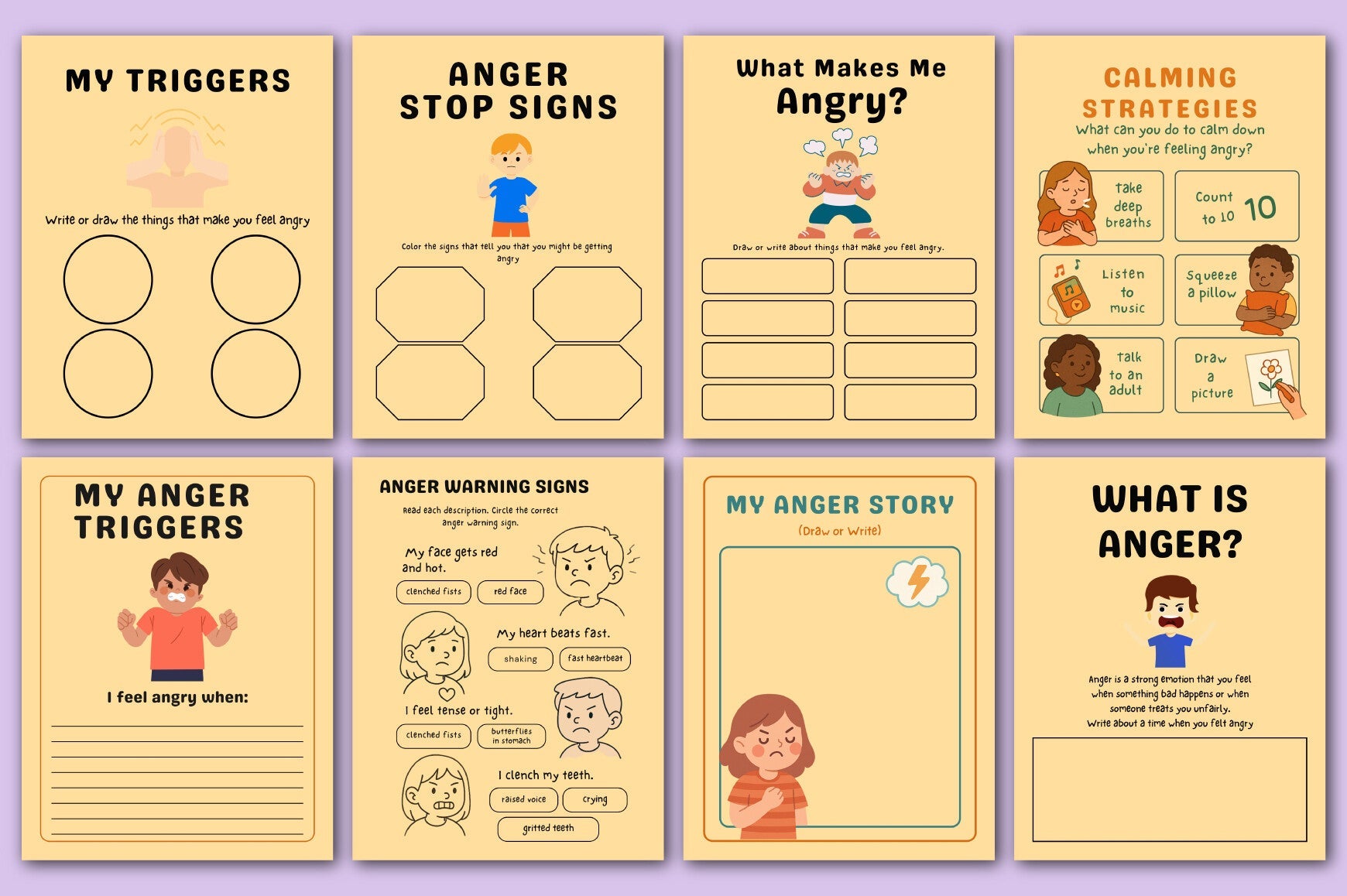 Anger Management Worksheets for Kids Planner