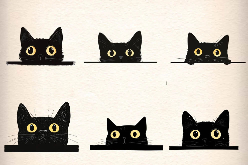 Black Cat Peeking Graphics Clipart Bundle