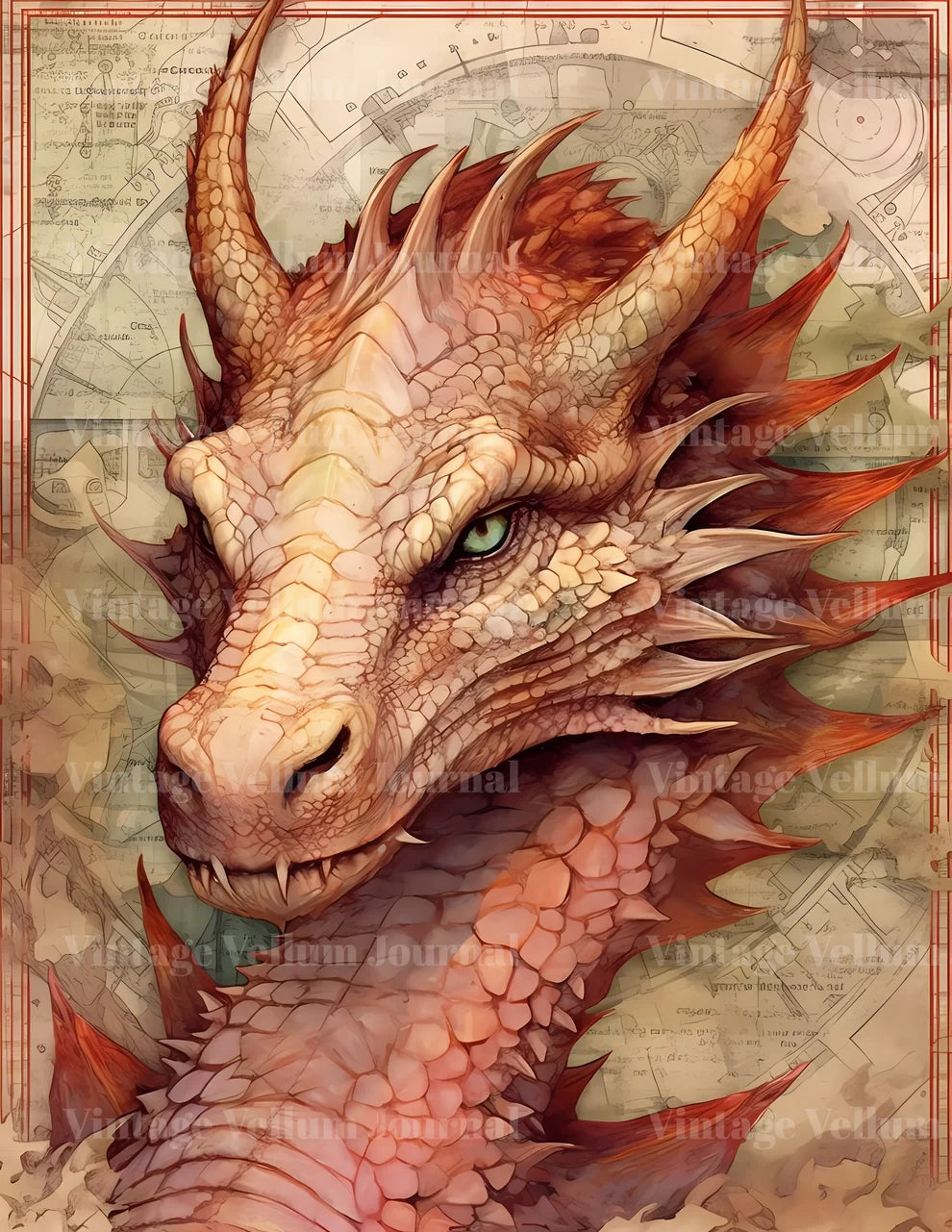 Fire Dragon Junk Journal Pages