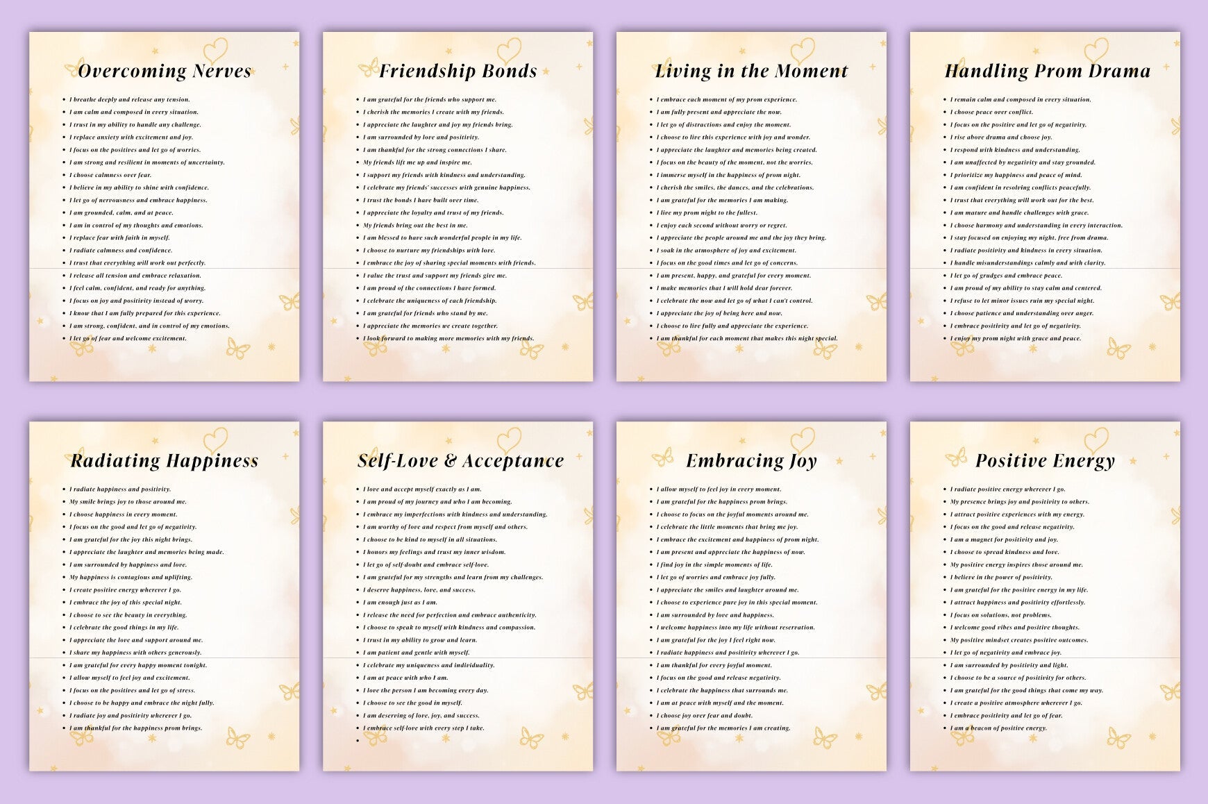 Positive Affirmations for Prom Success Planner