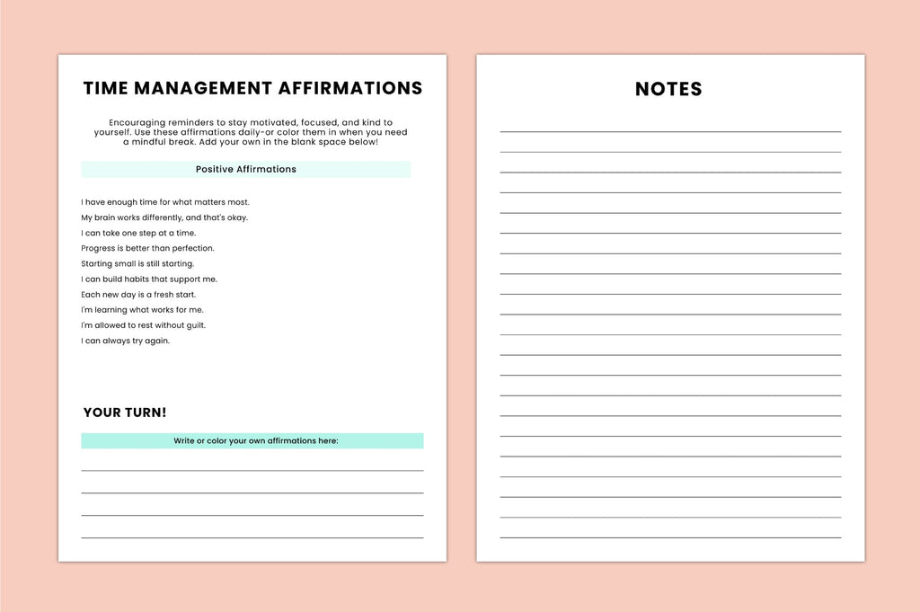 Adhd Time Management Worksheets Workbook