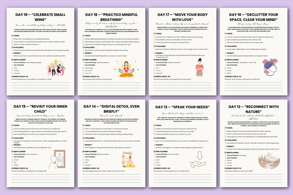Day Self Care Challenge Planner