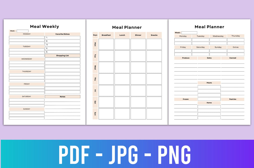 Editable Meal Planner