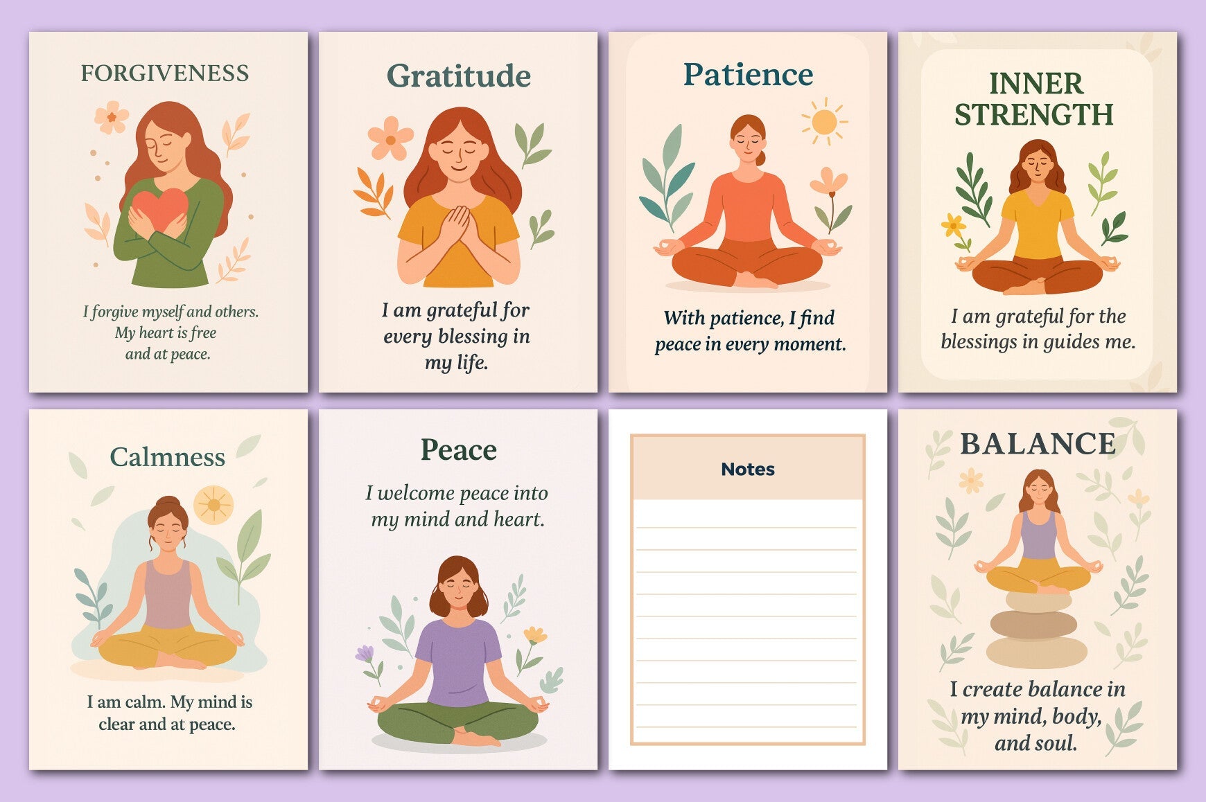Stress Affirmation Cards for Relaxation and Mindfulness