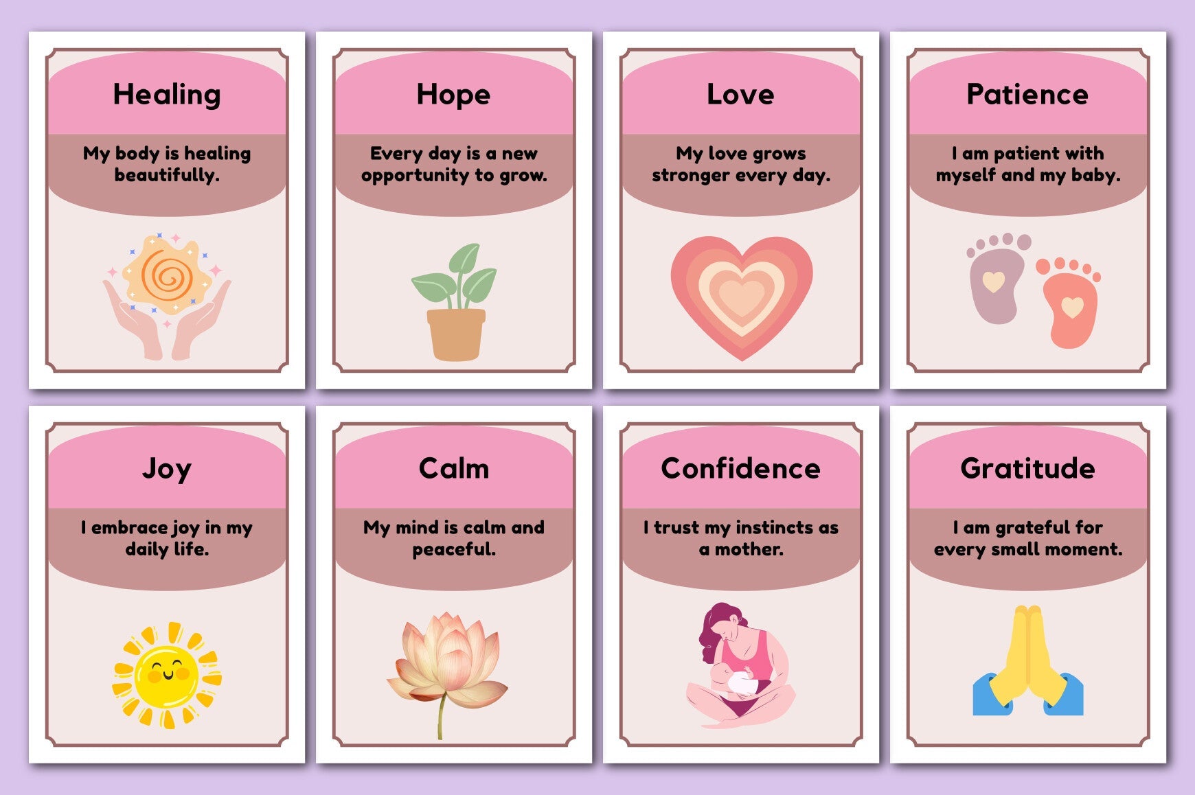 Postpartum Affirmation Cards for New Moms