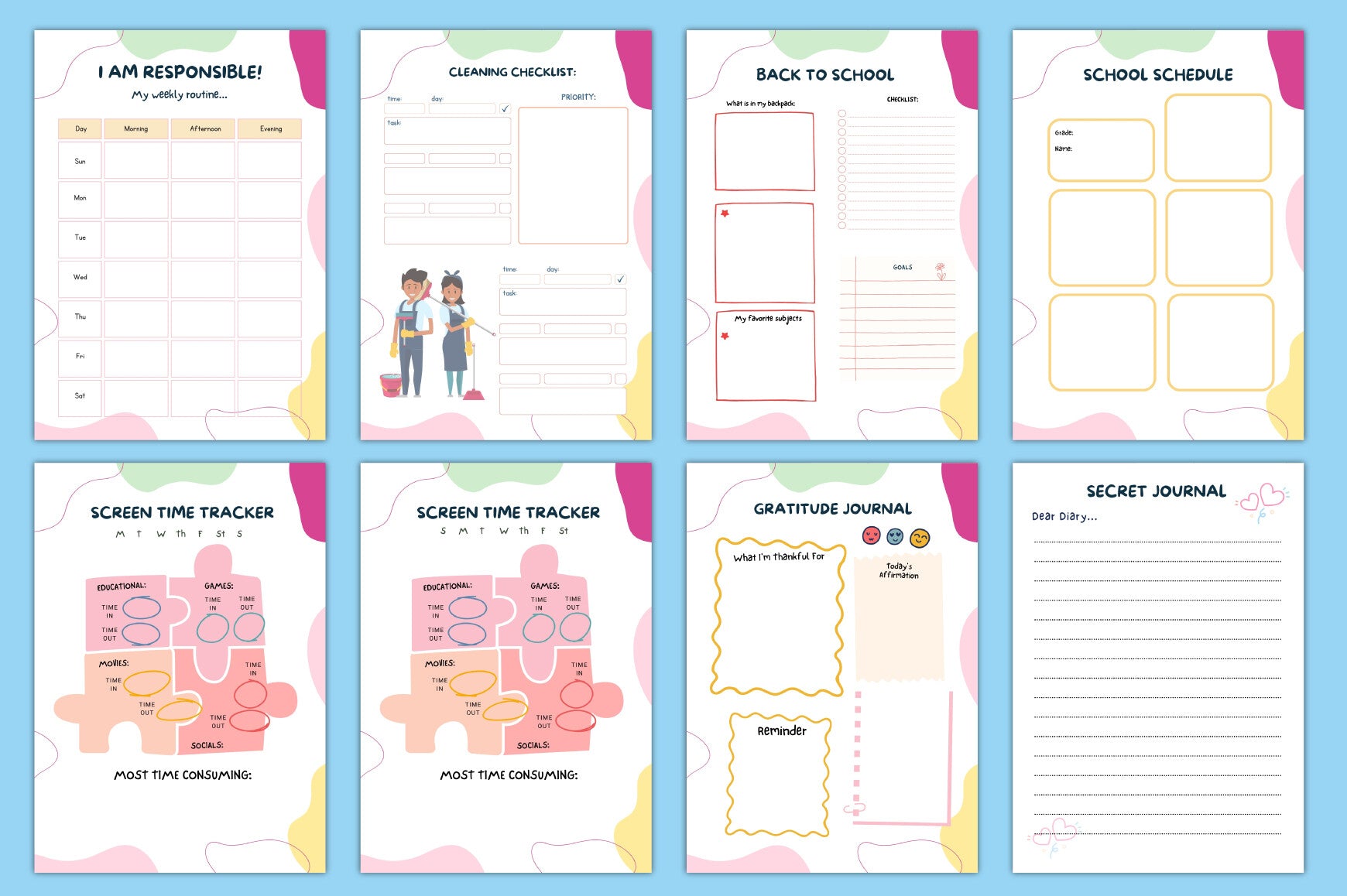 Yearly Activities Update Kids Planner
