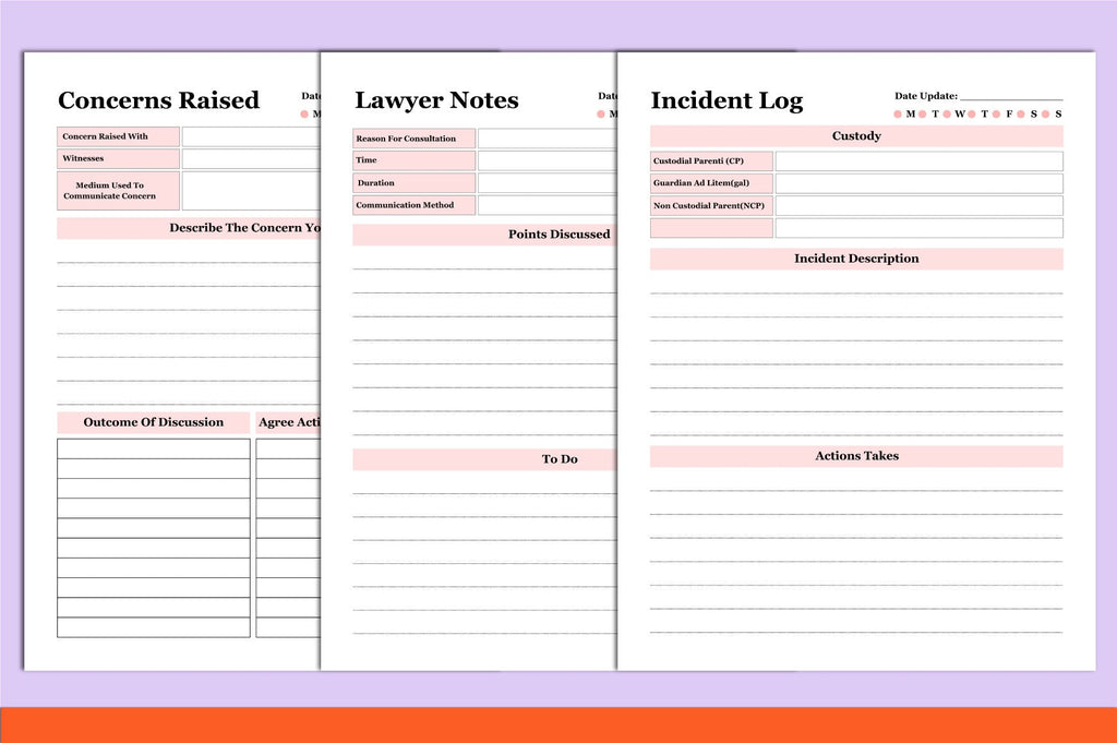 Child Custody Planner Binder