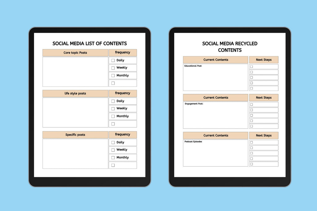 Editable Social Media Planner